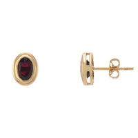 Oval Garnet 9ct Yellow Gold Stud Earrings - Michael Jones Jeweller
