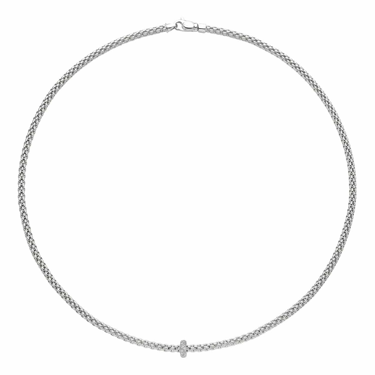Flex'it Prima 18ct White Gold 0.18ct Diamond Set Necklace 43cm - Michael Jones Jeweller