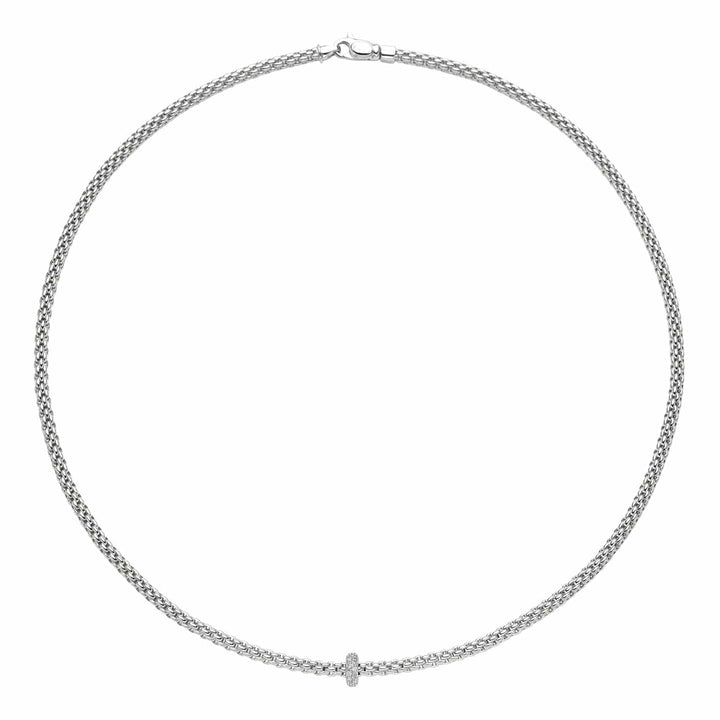 Flex'it Prima 18ct White Gold 0.18ct Diamond Set Necklace 43cm