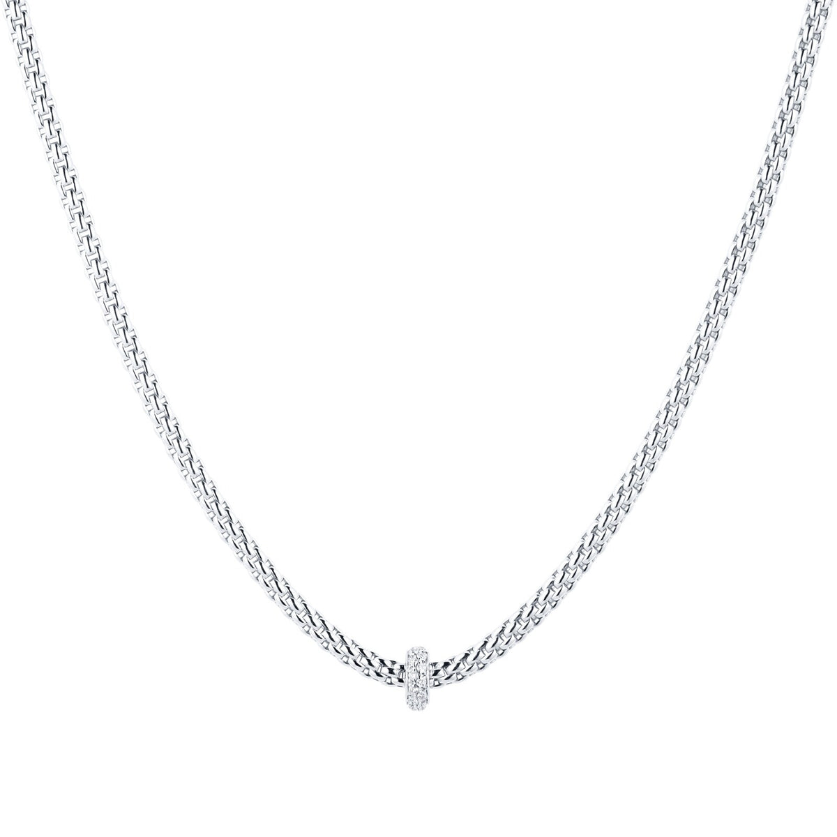 Flex'it Prima 18ct White Gold 0.18ct Diamond Set Necklace 43cm - Michael Jones Jeweller