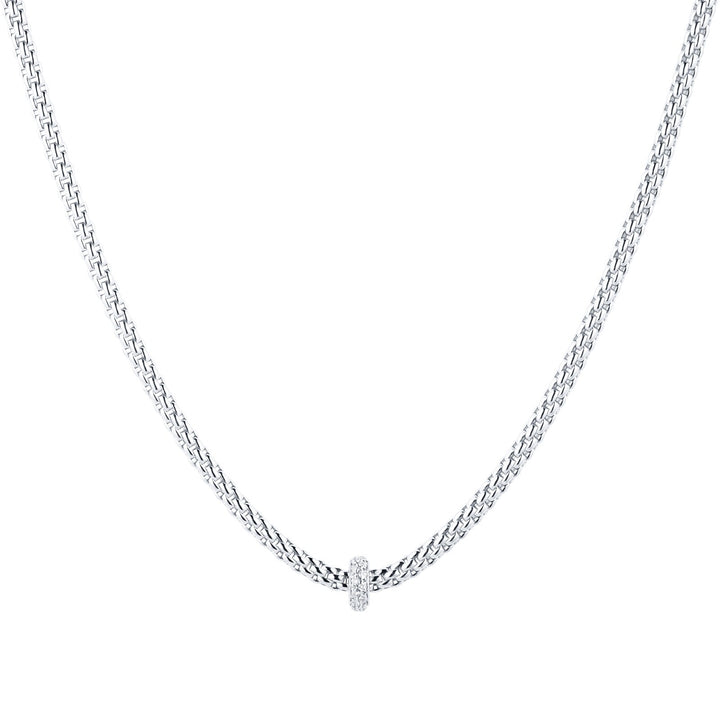 Flex'it Prima 18ct White Gold 0.18ct Diamond Set Necklace 43cm