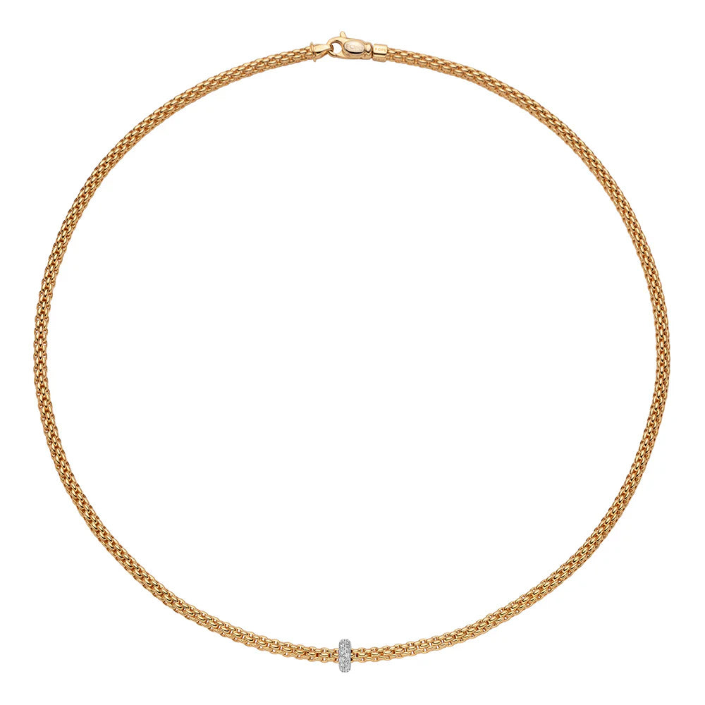 Flex'it Prima 18ct Yellow and White Gold 0.18ct Diamond Set Necklace 43cm - Michael Jones Jeweller