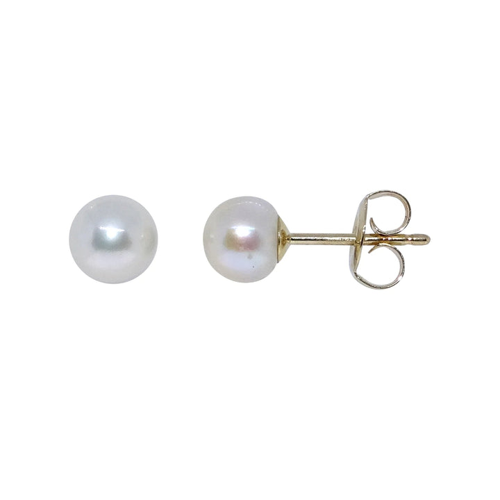 White Freshwater Pearl 9ct Yellow Gold Stud Earrings