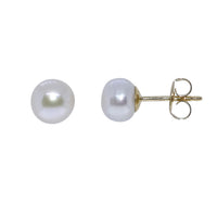 White Freshwater Pearl 9ct Yellow Gold Stud Earrings - Michael Jones Jeweller
