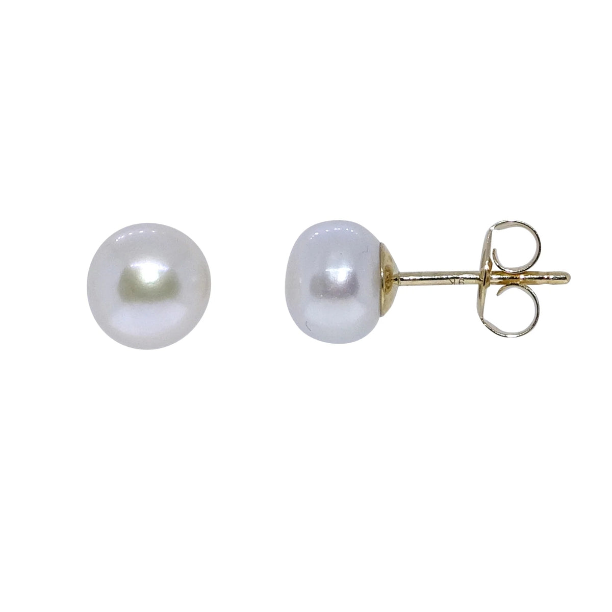 White Freshwater Pearl 9ct Yellow Gold Stud Earrings - Michael Jones Jeweller