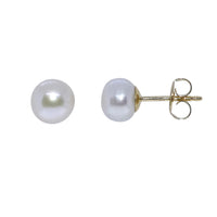 White Freshwater Pearl 9ct Yellow Gold Stud Earrings