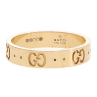 Gucci Icon 18ct Yellow Gold Thin GG Motif Ring Size N-O