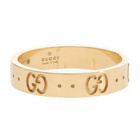 Gucci Icon 18ct Yellow Gold Thin GG Motif Ring Size N-O