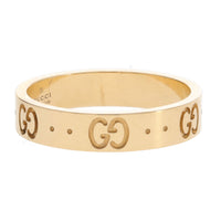 Gucci Icon 18ct Yellow Gold Thin GG Motif Ring Size N-O