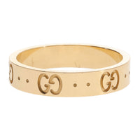 Gucci Icon 18ct Yellow Gold Thin GG Motif Ring Size N-O