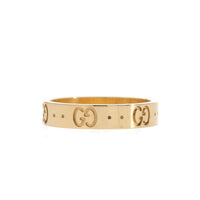 Gucci Icon 18ct Yellow Gold Thin GG Motif Ring Size N-O