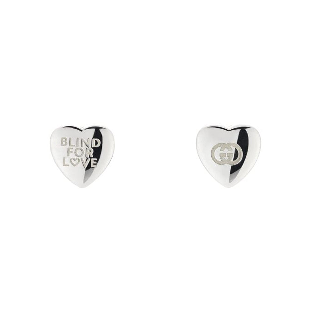 Gucci Jewellery Blind For Love Silver Heart Stud Earrings - Michael Jones Jeweller
