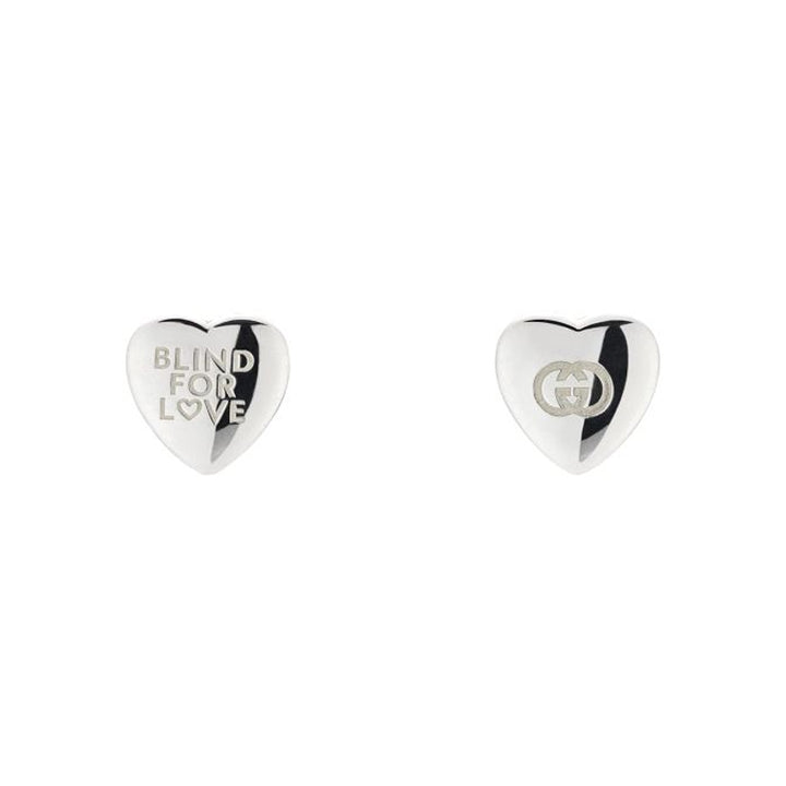 Gucci Jewellery Blind For Love Silver Heart Stud Earrings