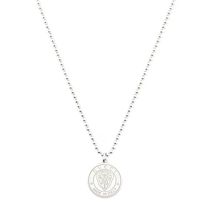 Gucci Jewellery Crest Silver Pendant Necklace