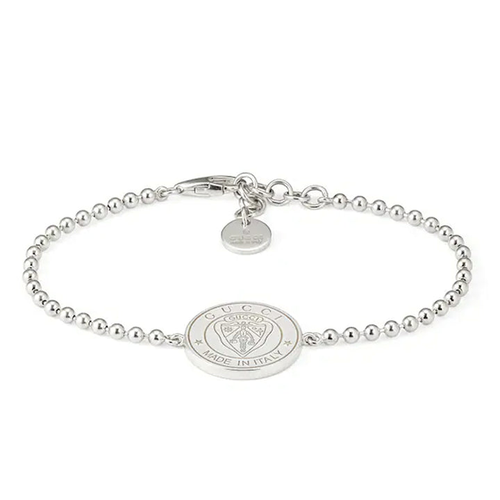 Gucci Jewellery Crest Silver Pendant Bracelet
