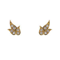 Diamond 0.07ct 18ct Yellow Gold Leaf Stud Earrings - Michael Jones Jeweller