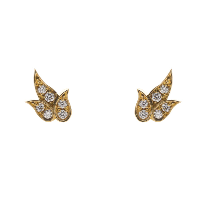 Diamond 0.07ct 18ct Yellow Gold Leaf Stud Earrings - Michael Jones Jeweller