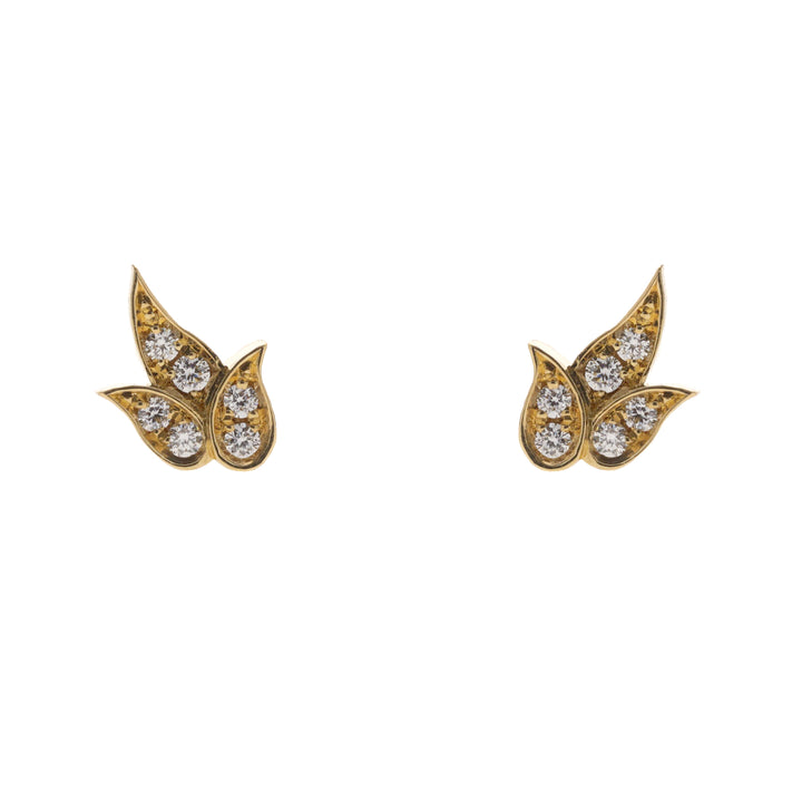 Diamond 0.07ct 18ct Yellow Gold Leaf Stud Earrings