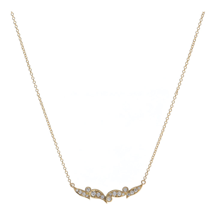 Diamond 0.16ct 18ct Yellow Gold Leaf Section Necklace - Michael Jones Jeweller