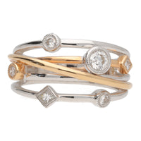 Diamond Multi-Strand 18ct Rose and White Gold Ring - Michael Jones Jeweller