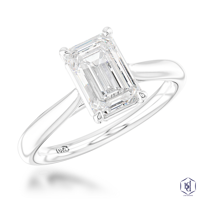 Laboratory Grown 2.00ct Emerald Cut Diamond Platinum Solitaire Ring