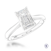 Laboratory Grown 2.00ct Emerald Cut Diamond Platinum Solitaire Ring