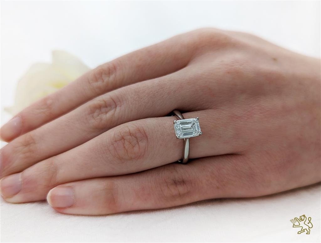 Laboratory Grown 2.00ct Emerald Cut Diamond Platinum Solitaire Ring - Michael Jones Jeweller