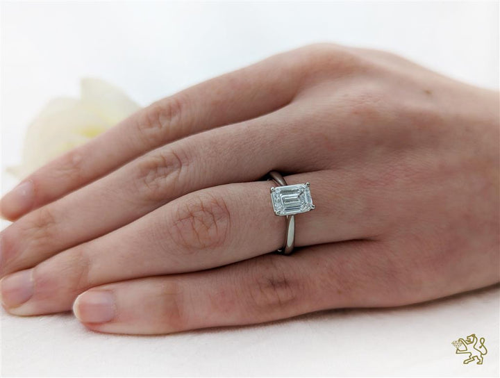Laboratory Grown 2.00ct Emerald Cut Diamond Platinum Solitaire Ring