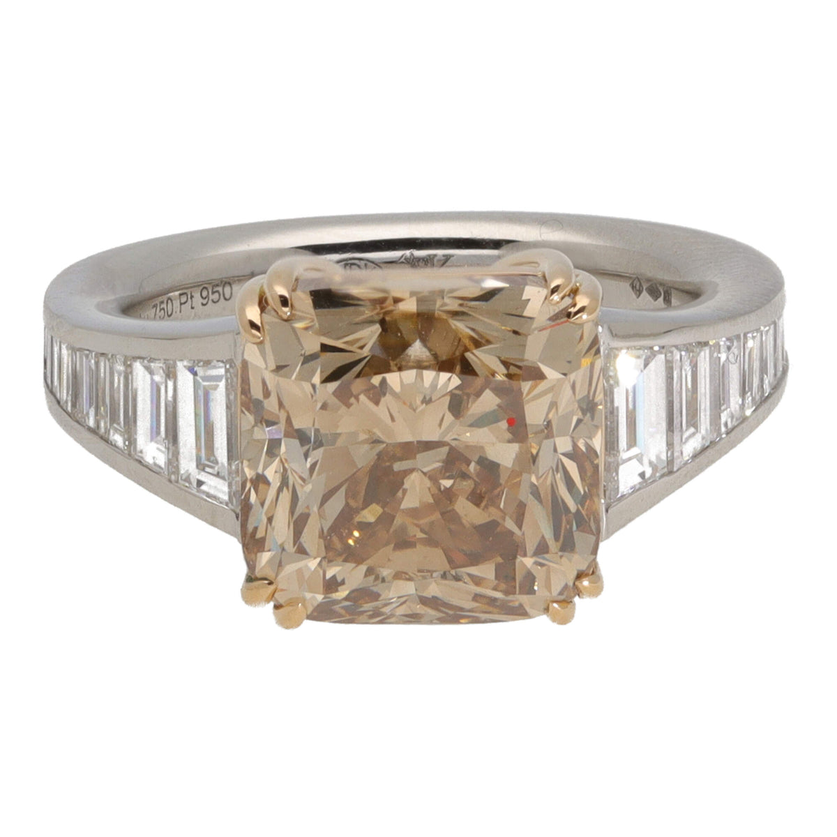 Fancy Light Brown 7.01ct Natural Diamond Platinum Ring - Michael Jones Jeweller