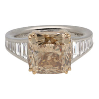 Fancy Light Brown 7.01ct Natural Diamond Platinum Ring