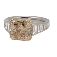 Fancy Light Brown 7.01ct Natural Diamond Platinum Ring