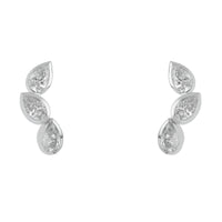 Diamond 0.86ct 18ct White Gold Stacked Pear Shape Climber Stud Earrings - Michael Jones Jeweller