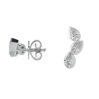 Diamond 0.86ct 18ct White Gold Stacked Pear Shape Climber Stud Earrings - Michael Jones Jeweller