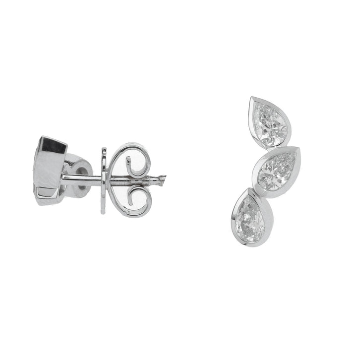 Diamond 0.86ct 18ct White Gold Stacked Pear Shape Climber Stud Earrings - Michael Jones Jeweller