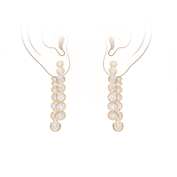 Diamond 2.70ct Graduated 18ct Yellow Gold Front and Back Drop Earrings