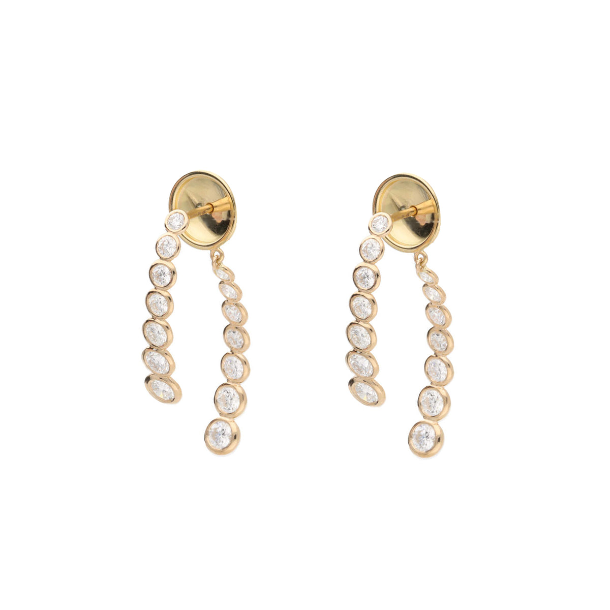 Diamond 2.70ct Graduated 18ct Yellow Gold Front and Back Drop Earrings - Michael Jones Jeweller