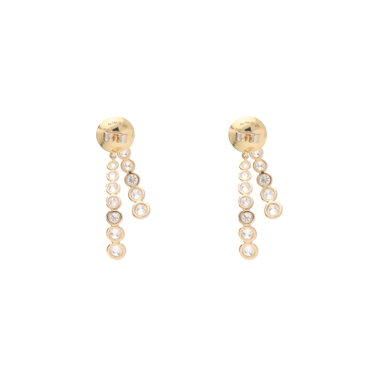 Diamond 2.70ct Graduated 18ct Yellow Gold Front and Back Drop Earrings - Michael Jones Jeweller