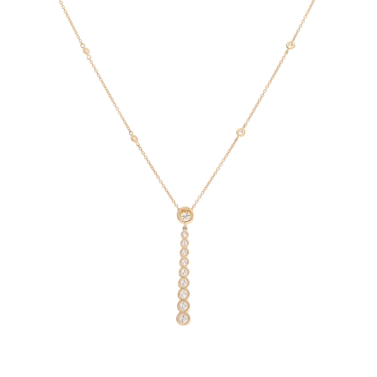 Diamond 18ct Rose Gold Graduated Double Drop Pendant - Michael Jones Jeweller