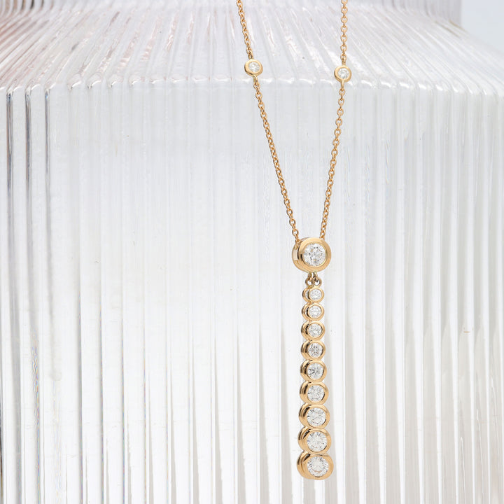 Diamond 18ct Rose Gold Graduated Double Drop Pendant