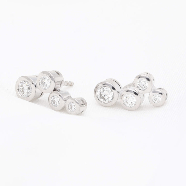 Diamond 0.85ct Graduated 18ct White Gold Bubble Stud Earrings