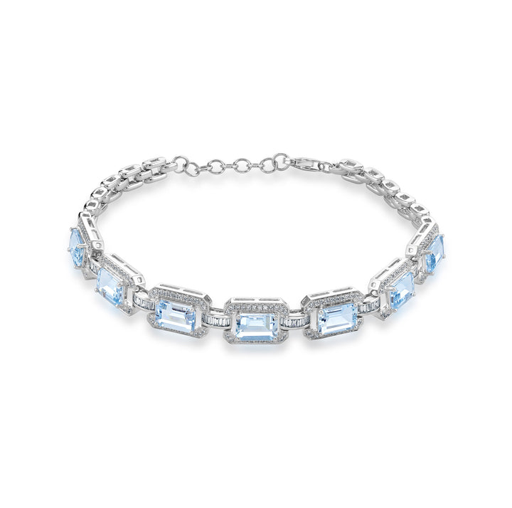Aquamarine and Diamond 18ct White Gold Bracelet - Michael Jones Jeweller