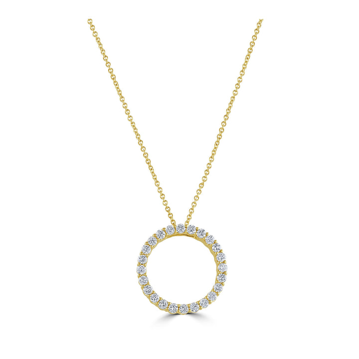 Open Circle Diamond Set 18ct Yellow Gold Necklace - Michael Jones Jeweller