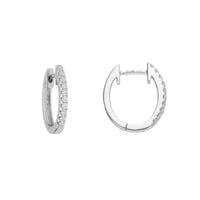 Diamond 14mm 18ct White Gold Hoop Earrings - Michael Jones Jeweller