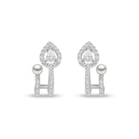 Yoko Baby Glitz Akoya Pearl and Halo Diamond 18ct White Gold Illusion Earrings