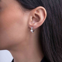 Yoko Baby Glitz Akoya Pearl and Diamond 18ct White Gold Hoop Earrings