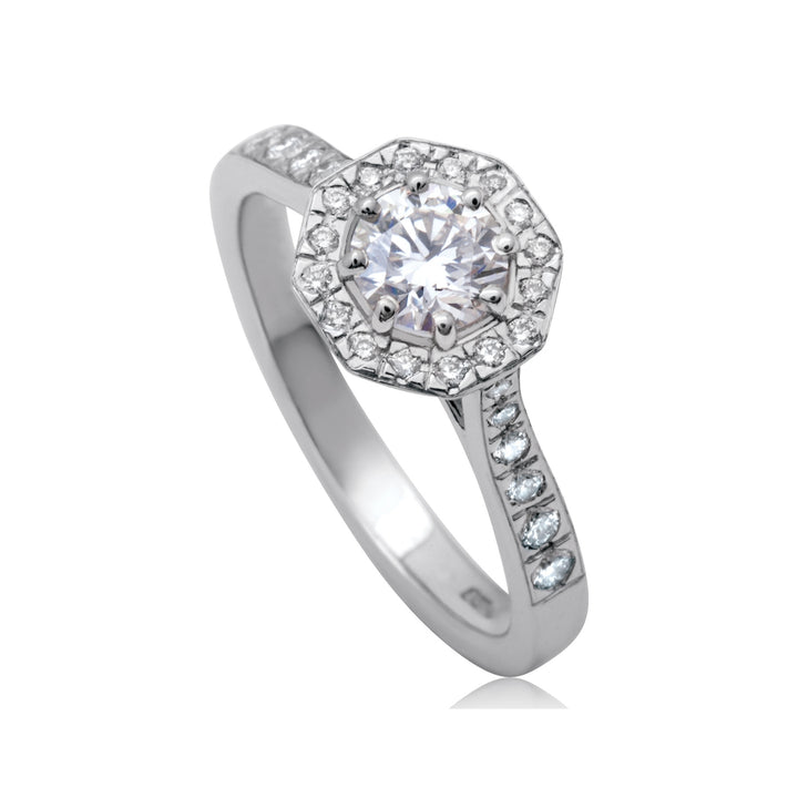 Diamond 0.50ct Octagonal Cluster Platinum Ring
