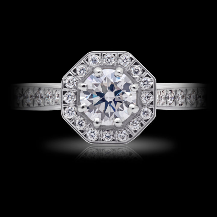 Diamond 0.50ct Octagonal Cluster Platinum Ring