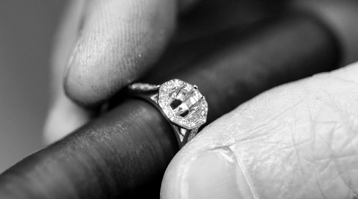 Diamond 0.50ct Octagonal Cluster Platinum Ring - Michael Jones Jeweller
