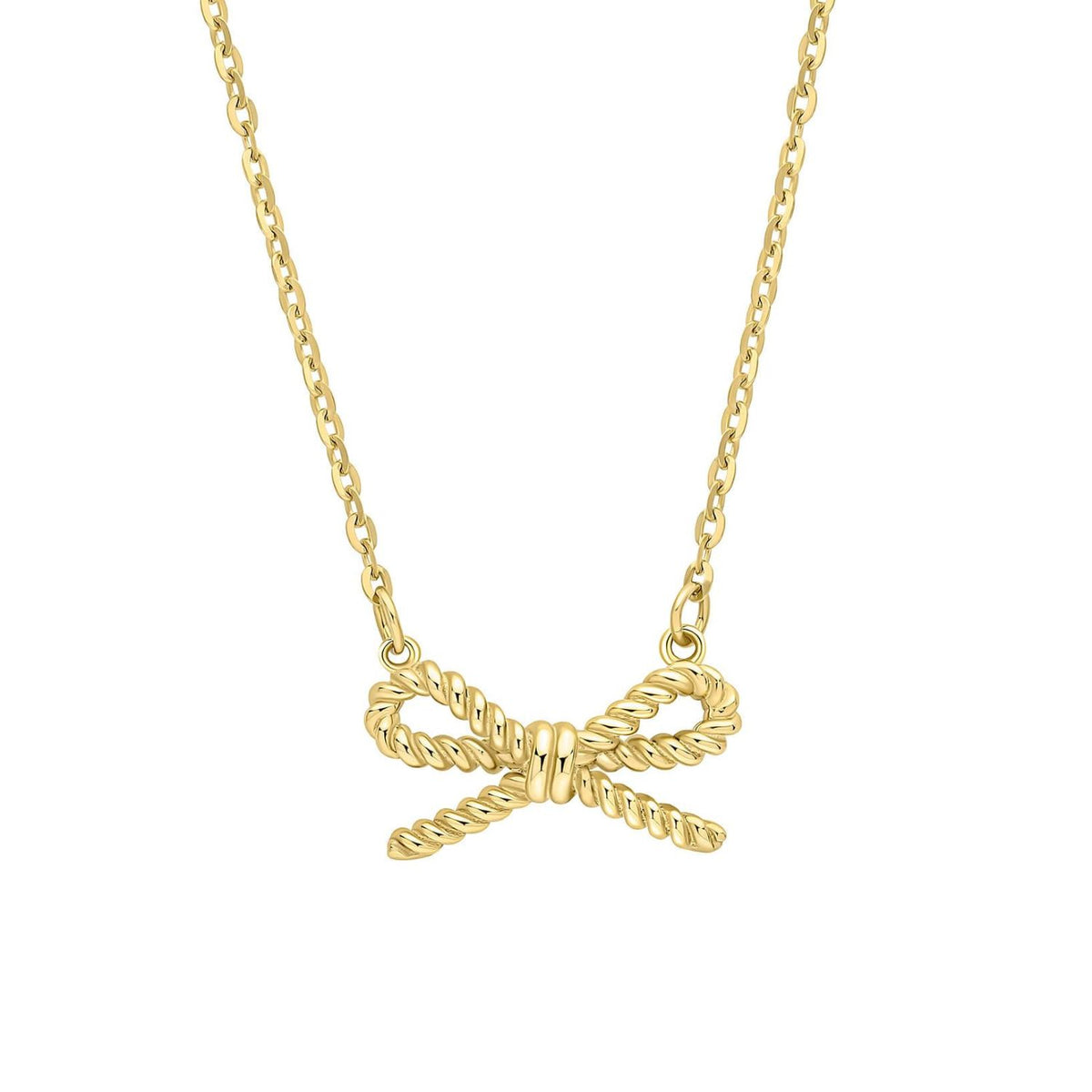 Rope Style Bow 9ct Yellow Gold Necklace - Michael Jones Jeweller