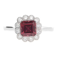 Pink Tourmaline and Diamond 18ct White Gold Cluster Ring - Michael Jones Jeweller